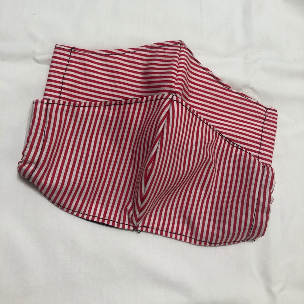 Red and white strip face masks